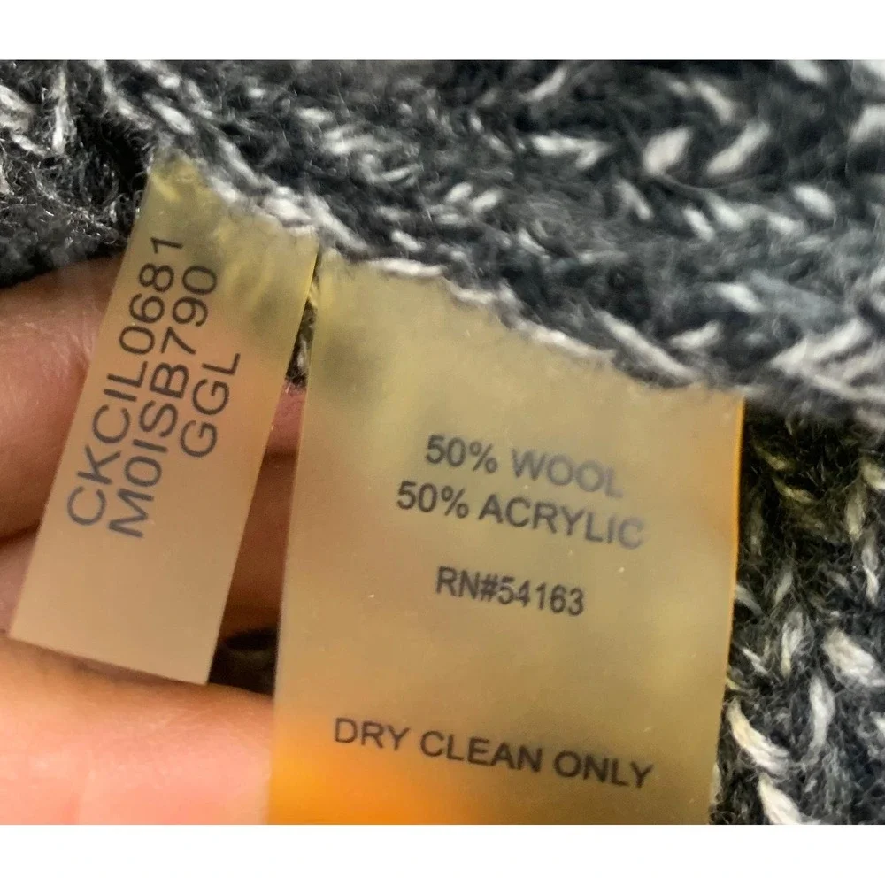 Calvin Klein Cardigan Women Small‎ Open Tie Belt Marled Wool Knit Sweater Gray - Picture 7 of 7